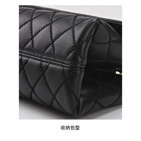 Eldora Genuine Cow Leather Shoulder Bag Black 77231