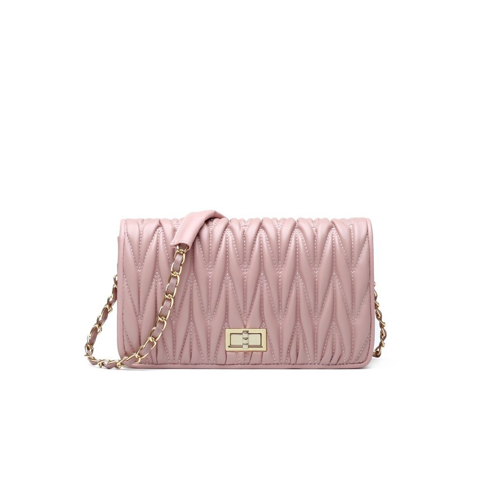 Eldora Genuine Lambskin Leather Shoulder Bag Pink 77233