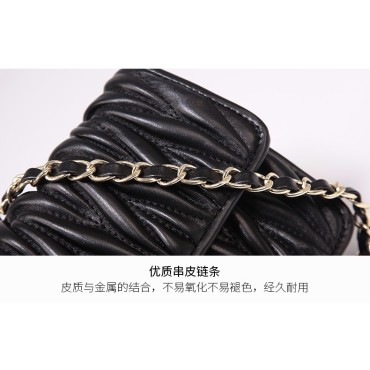 Eldora Genuine Lambskin Leather Shoulder Bag  Black 77233