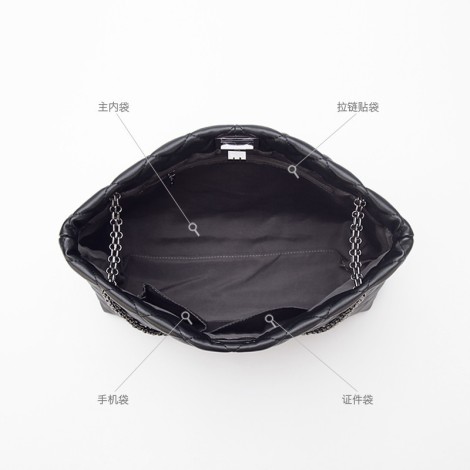 Eldora Genuine Cow Leather Top Handle Bag Black 77236