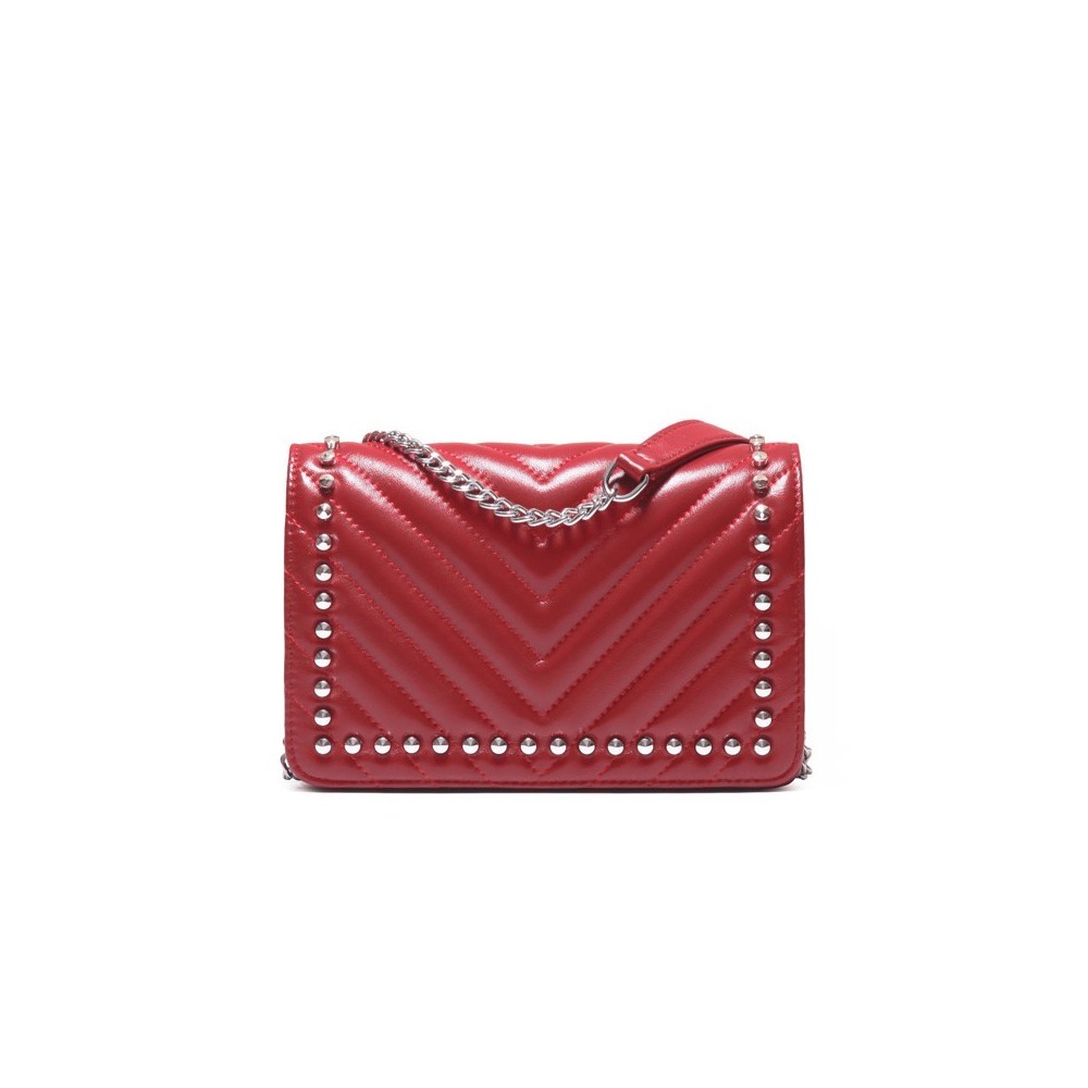 Eldora Genuine Cow Leather Shoulder Bag Red 77237