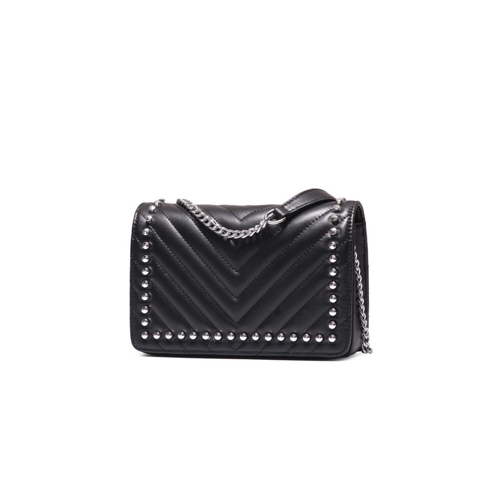 Eldora Genuine Lambskin Leather Shoulder Bag Black 77237