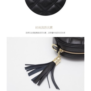 Eldora Genuine Cow Leather Shoulder Bag Black 77238
