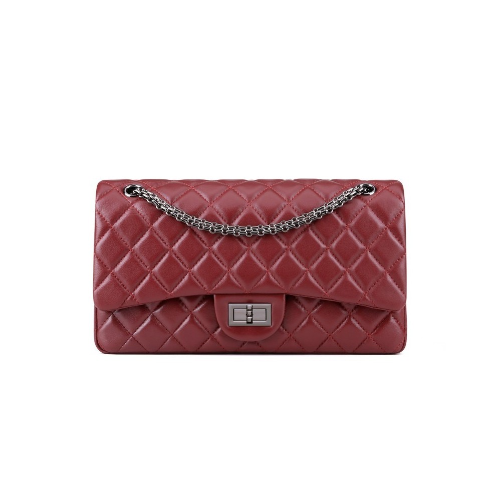  Eldora Genuine Lambskin Leather Shoulder Bag Dark Red 77242