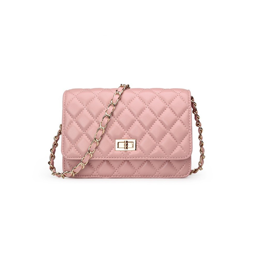 Eldora Genuine Lambskin Leather Shoulder Bag Pink 77243