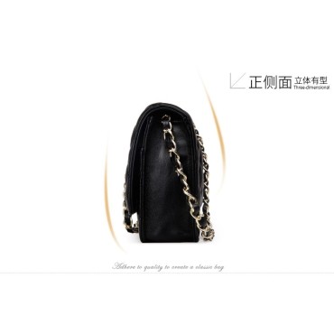 Eldora Genuine Lambskin Leather Shoulder Bag Black 77243