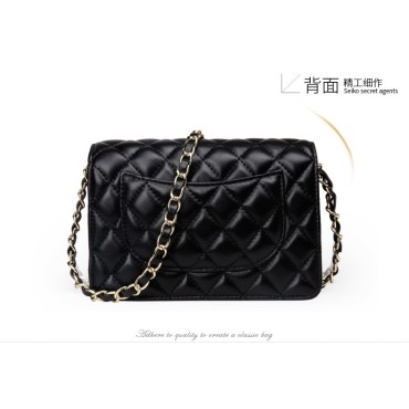 Eldora Genuine Lambskin Leather Shoulder Bag Black 77243