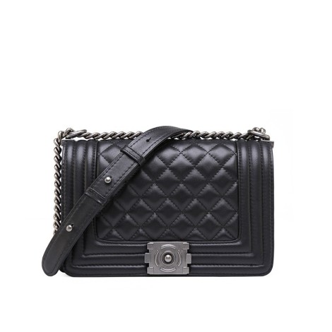 Eldora Genuine Lambskin Leather Shoulder Bag Black 77244