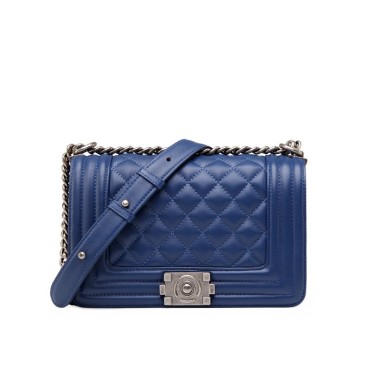 Eldora Genuine Lambskin Leather Shoulder Bag Dark Blue 77244