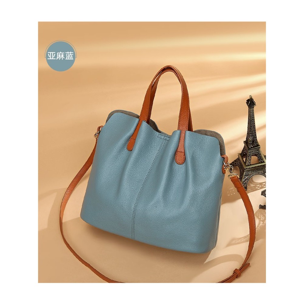 Eldora Genuine Cow Leather Shoulder Bag Blue 77246