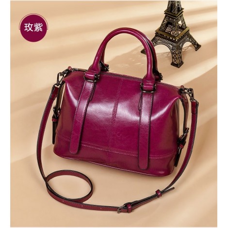 Eldora Genuine Cow Leather Shoulder Bag Purple 77247