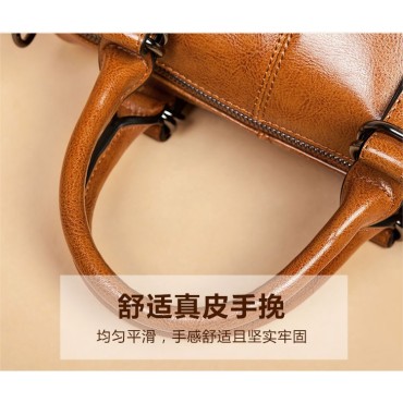 Eldora Genuine Cow Leather Shoulder Bag Brown 77247