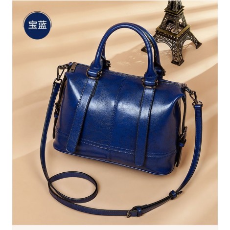 Eldora Genuine Cow Leather Shoulder Bag Blue 77247
