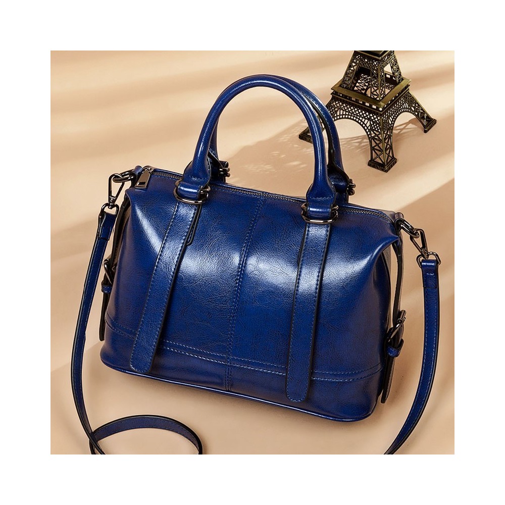 Eldora Genuine Cow Leather Shoulder Bag Blue 77247