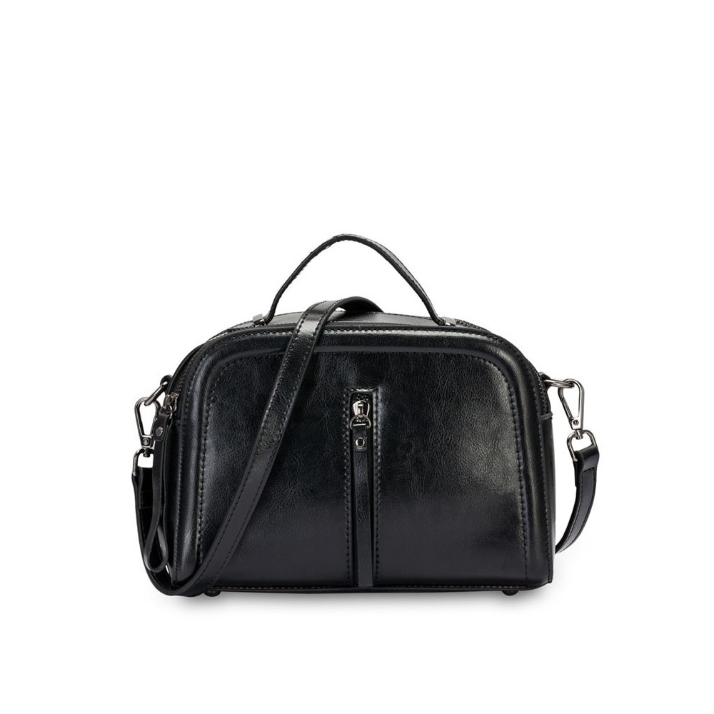 Eldora Genuine Cow Leather Shoulder Bag Black 77248