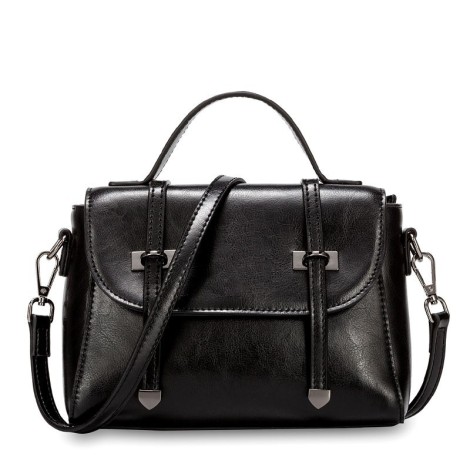 Eldora Genuine Cow Leather Shoulder Bag  Black  77249