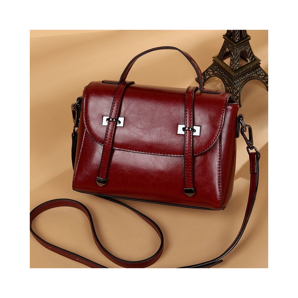Eldora Genuine Cow Leather Shoulder Bag  Brow Pink Red 77249