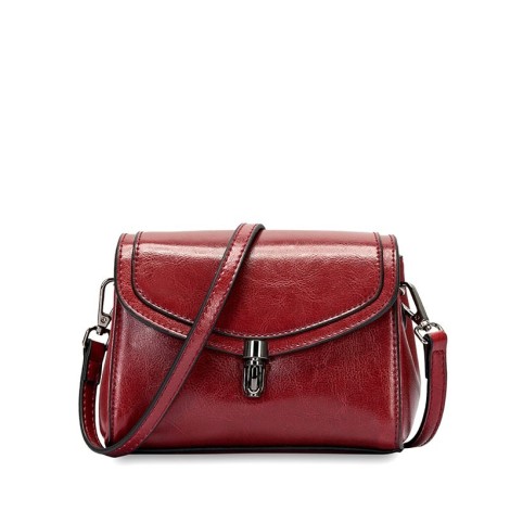 Eldora Genuine Cow Leather Shoulder Bag Red 77250
