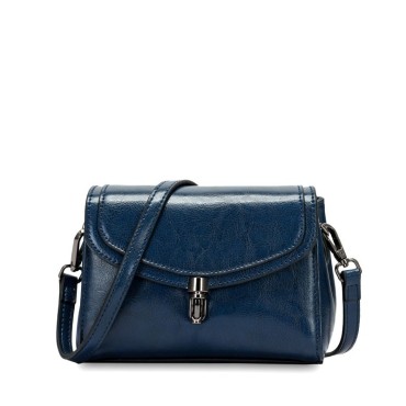 Eldora Genuine Cow Leather Shoulder Bag Blue 77250