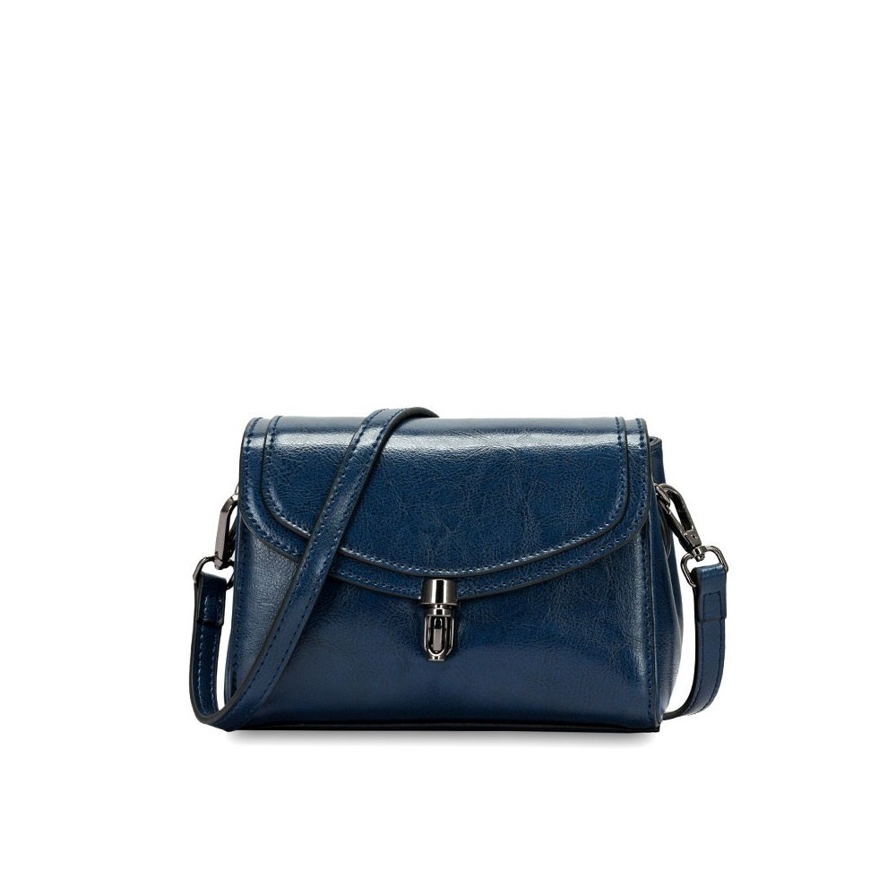 Eldora Genuine Cow Leather Shoulder Bag Blue 77250