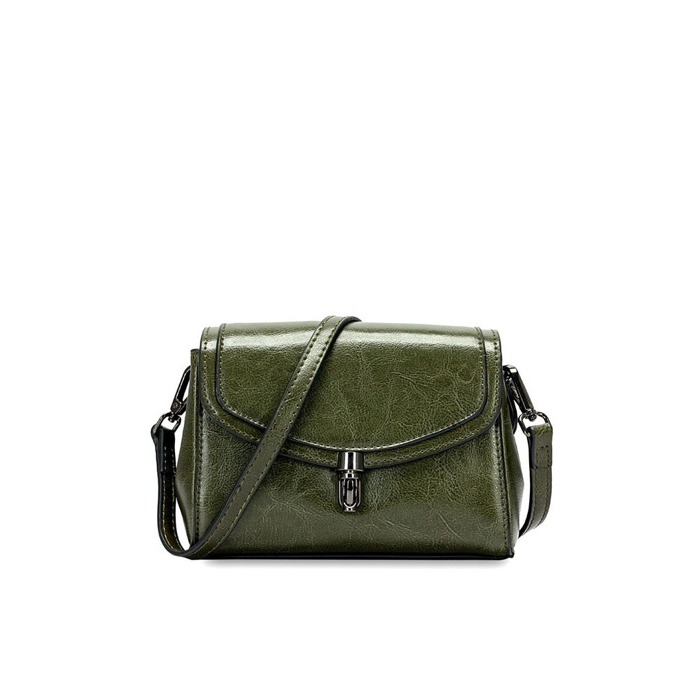 Eldora Genuine Cow Leather Shoulder Bag Green 77250