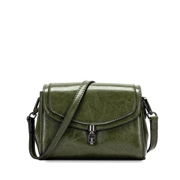  Eldora Genuine Cow Leather Shoulder Bag Green 77250