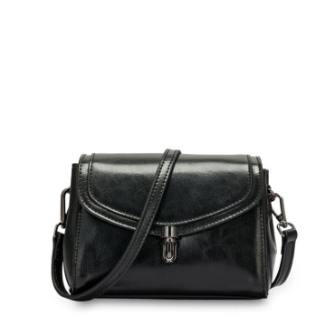  Eldora Genuine Cow Leather Shoulder Bag Black 77250
