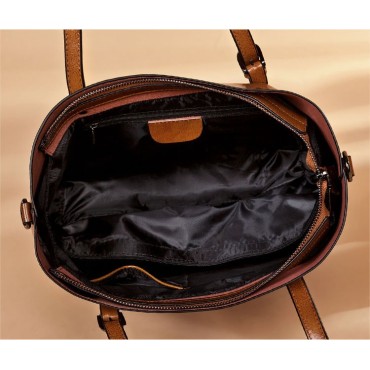 Eldora Genuine Cow Leather Tote Bag Brown 77251