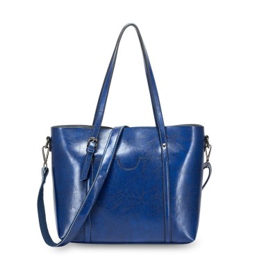 Eldora Genuine Cow Leather Tote Bag Blue 77251