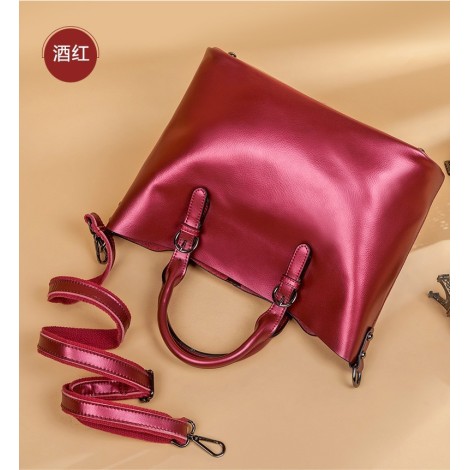Eldora Genuine Cow Leather Tote Bag Red 77252