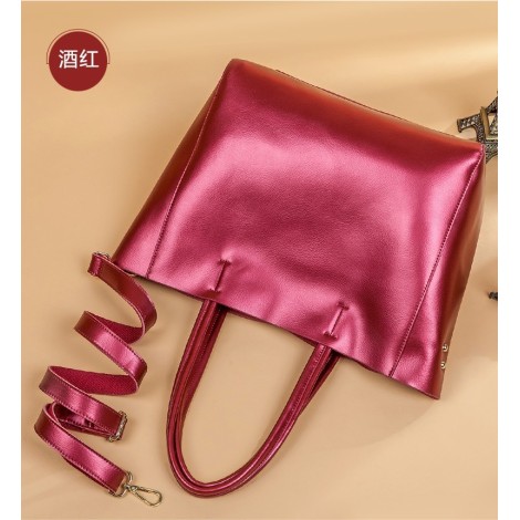 Eldora Genuine Cow Leather Tote Bag Red 77253