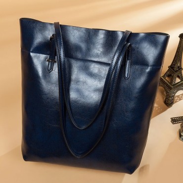 Eldora Genuine Cow Leather Shoulder Bag Blue 77254