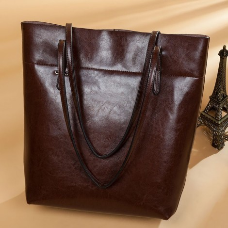 Eldora Genuine Cow Leather Shoulder Bag Coffee 77254