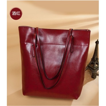 Eldora Genuine Cow Leather Shoulder Bag Dark Red 77254