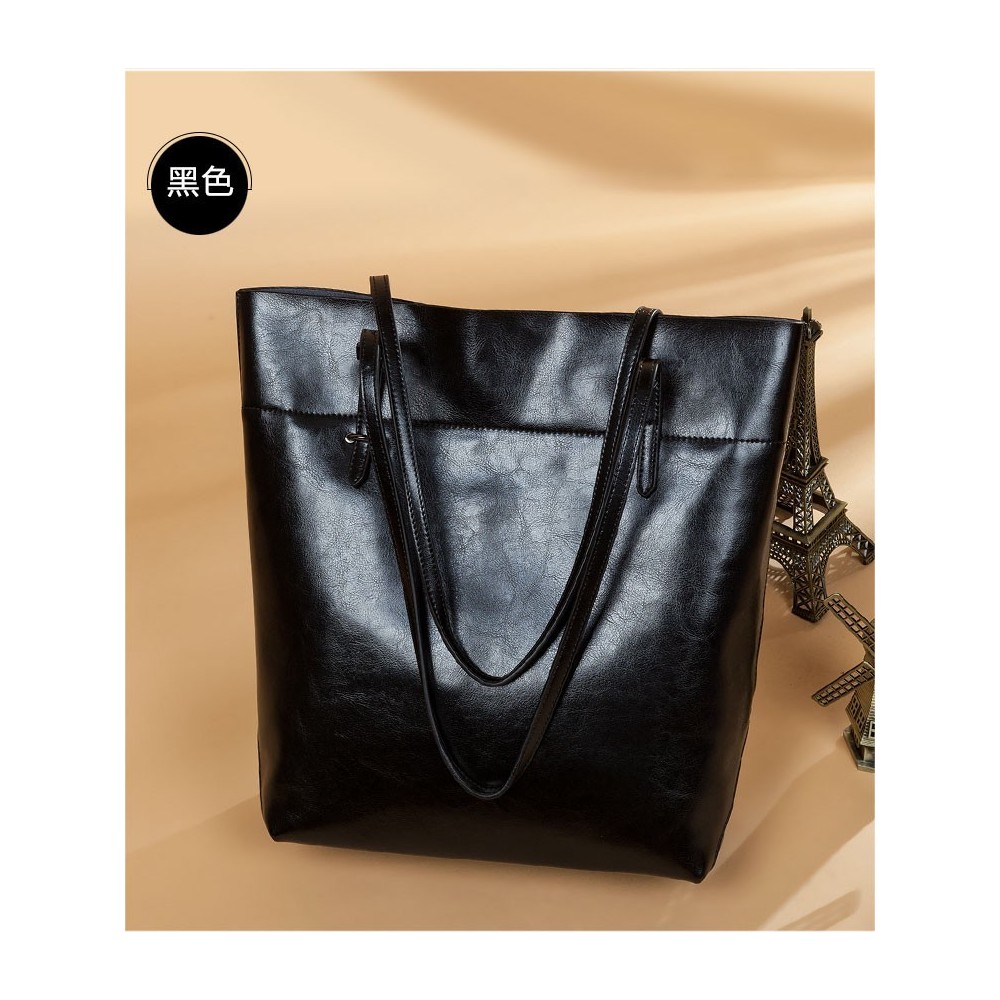 Eldora Genuine Cow Leather Shoulder Bag Black 77254