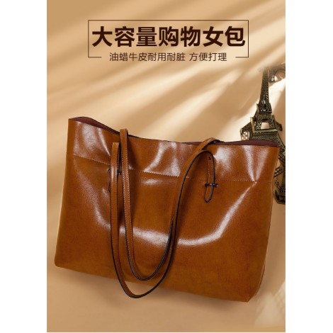Eldora Genuine Cow Leather Shoulder Bag  Brown 77256