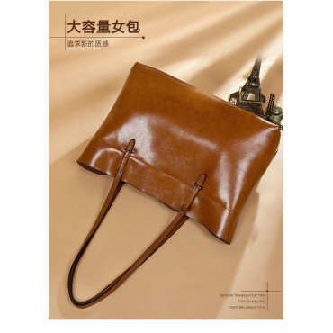 Eldora Genuine Cow Leather Shoulder Bag  Brown 77256