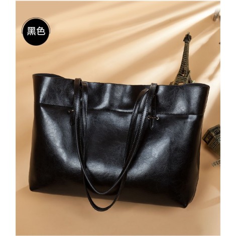 Eldora Genuine Cow Leather Shoulder Bag  Black 77256
