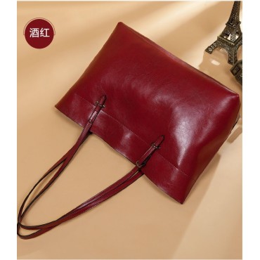 Eldora Genuine Cow Leather Shoulder Bag Red 77256