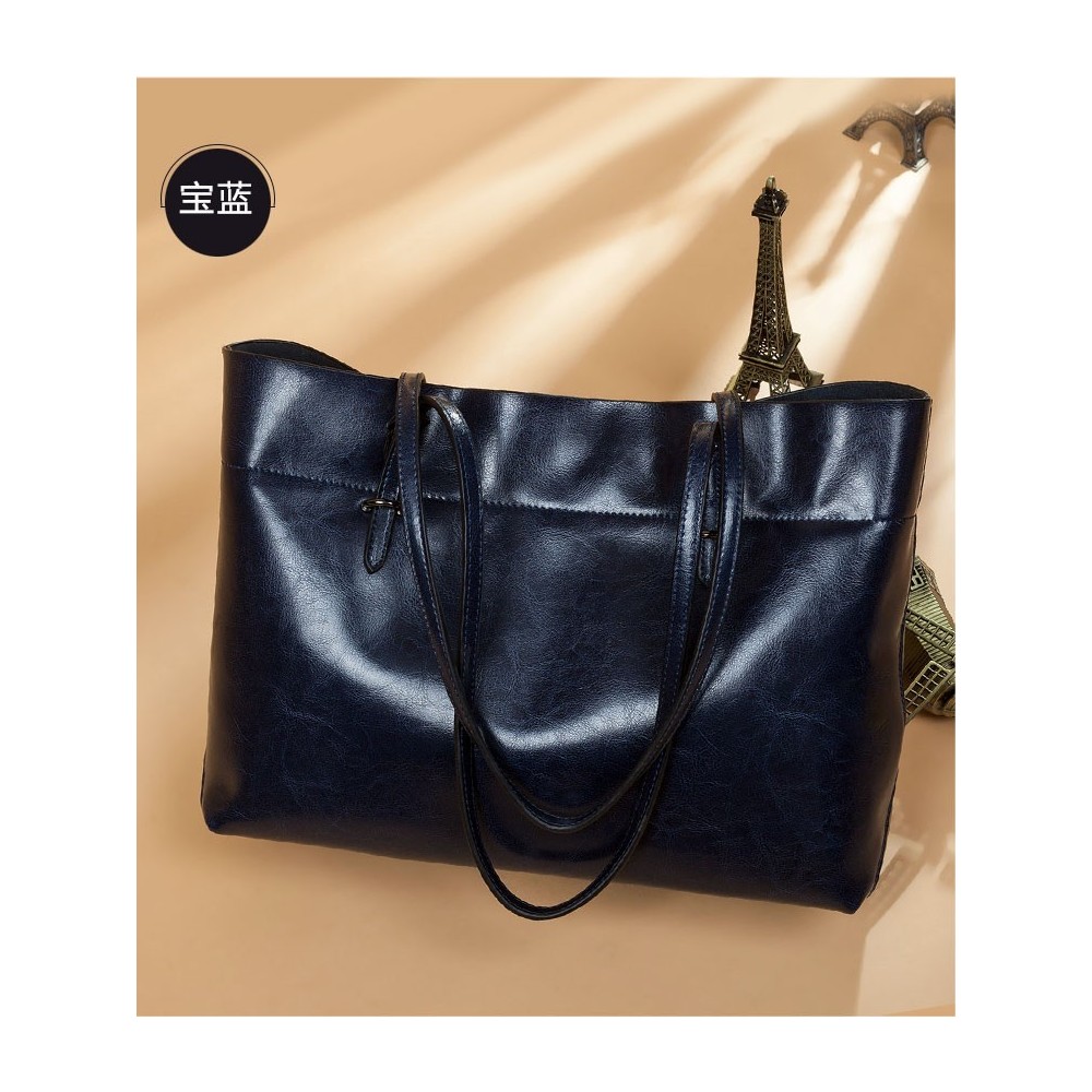 Eldora Genuine Cow Leather Shoulder Bag Blue 77256