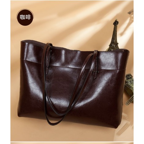 Eldora Genuine Cow Leather Shoulder Bag Coffee 77256