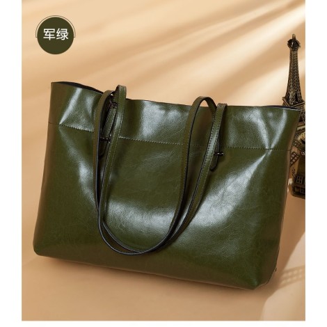 Eldora Genuine Cow Leather Shoulder Bag Green 77256