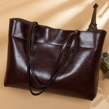 Eldora Genuine Cow Leather Shoulder Bag Coffee 77256