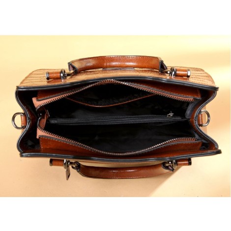 Eldora Genuine Cow Leather Shoulder Bag Brown 77252