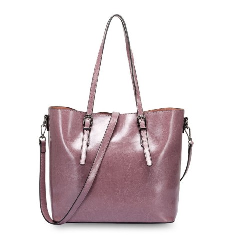  Eldora Genuine Cow Leather Tote Bag Pink 77257