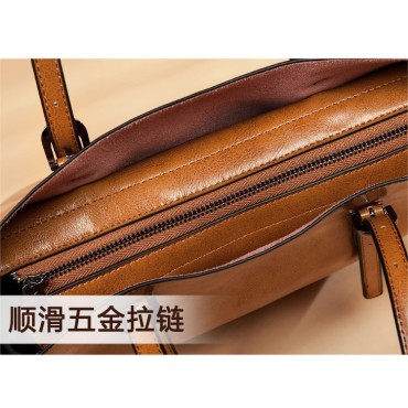 Eldora Genuine Cow Leather Shoulder Bag Brown 77257