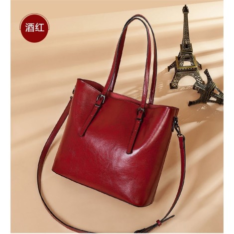 Eldora Genuine Cow Leather Shoulder Bag Red 77257