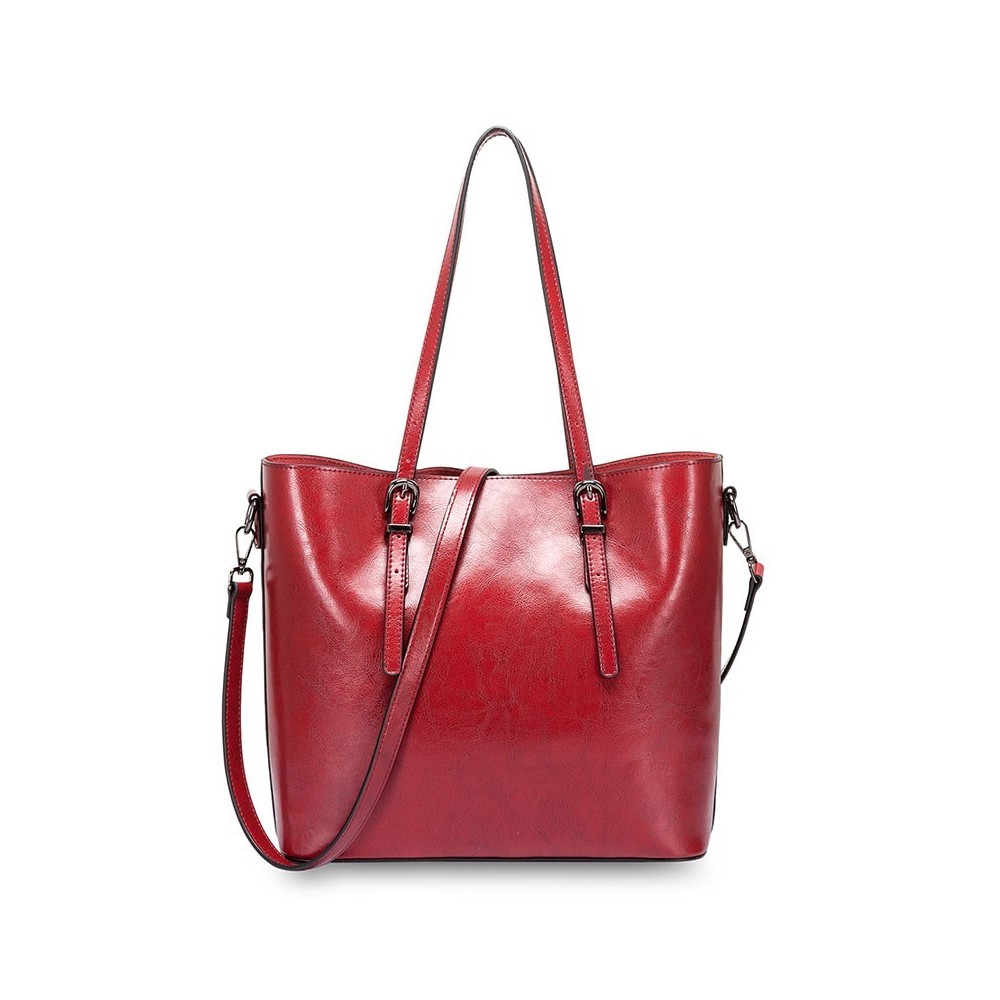 Eldora Genuine Cow Leather Shoulder Bag Red 77257