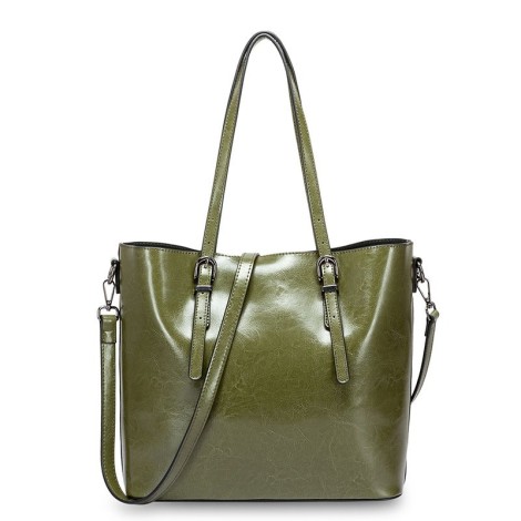 Eldora Genuine Cow Leather Shoulder Bag Green 77257