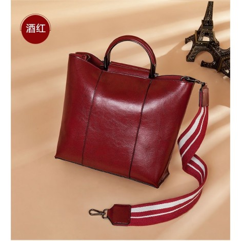 Eldora Genuine Cow Leather Shoulder Bag Red 77258